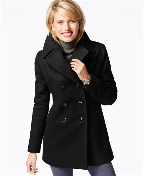 macy's ladies coats black